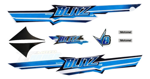Kit De Calcos Completo Motomel Blitz 110 V8 Original Azul 