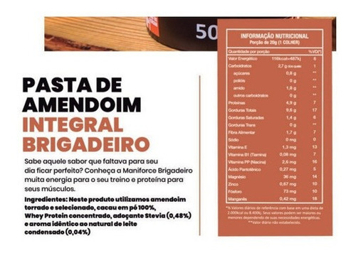 Imagem 5 de 5 de Kit 8 Pasta De Amendoim Maniforce 500g Atacado Renda Extra