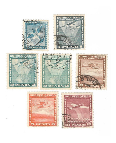 Lt1369. Lote De 7 Estampillas De Aviación 1934-1952