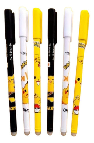 Set 6 Lapiz/boligrafo 0.5 Mm,tinta Borrable Pikachu/pokemon 