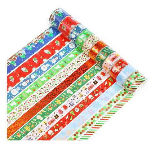 16 Rollos Cintas Washi De Navidad, Cintas De Enmascarar...