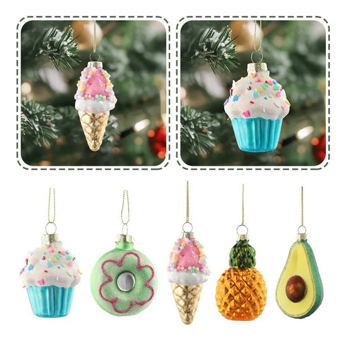 Adornos Navideños Con Colgante De Fruta Verde Y Aguacate