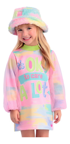 Vestido Infantil Sweetish Mon Sucré Tule Rosa 22254 B.e.