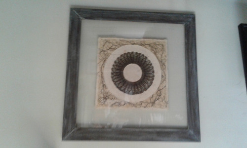 Cuadro Fibra Vegetal 70 X 70 Marco Madera Doble Vidrio