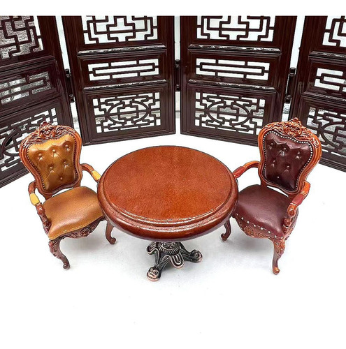 Silla Para Casa De Muñecas A Escala 1:12, Marrón Oscuro