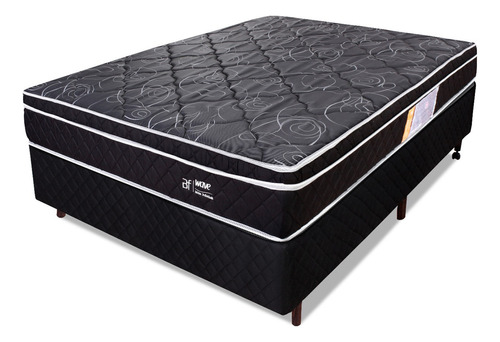 Cama Box Viúva Colchão Molas Ensacadas Box Preto 128x188 BF Colchões