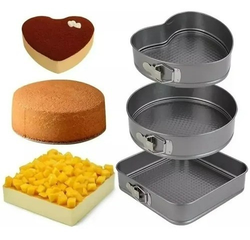 Set De 3 Moldes Antiadherente Desmontable Para Repostería 