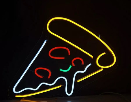 Cartel Porción De Pizza Neon Led Acrilico Transparente