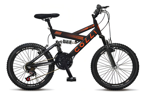 Bicicleta Infantil Colli Dupla Suspensão Gps 21 Marchas Cor Preto