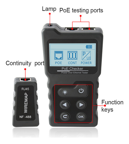 Comprobador De Cables De Red Lcd Multifuncional Poe Checker