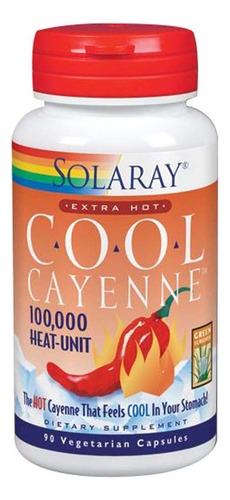 Suplemento Solaray Cool Cayenne Extra Hot 90 Cápsulas (pacot