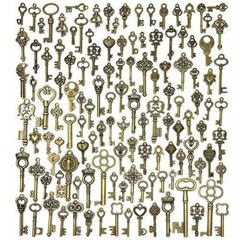 Maquina Corta B 125 Pcs Vintage Skeleton Key Set Charms, Jia