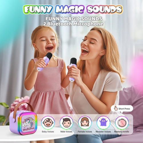 ..karaoke De Unicornio+2 Micrófonos, Regalo Para Niñas,viole