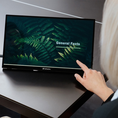 Monitor touch 15.6" Verbatim Monitor Portátil LED Full HDM Metalico USB-C HDMI Android Windows negro
