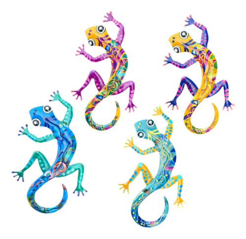 4 Esculturas De Metal For Decoración De Pared De Gecko