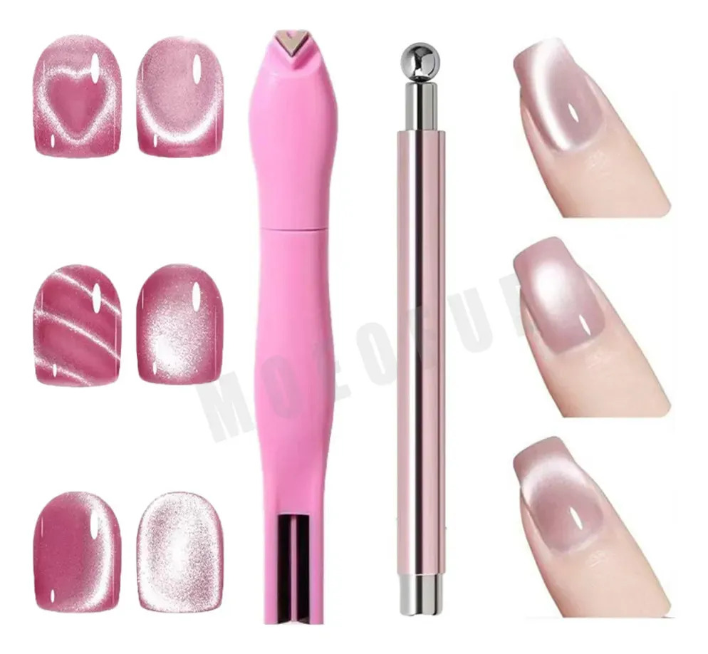 Kit 2 En 1 Iman Para Ojo De Gato Decoracion Unas ,función 5 En 1, Imán De Rubidio De Fuerte Magnetismo, Sensación Cómoda Al Agarrar,cómodo Al Tacto, Utilizado Para Uñas Decorativas