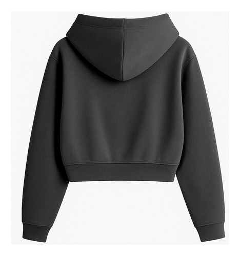 Buzo Canguro Crop Hoodie Liso Algodon Frizado Con Capucha