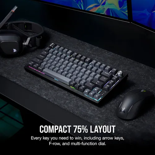 Teclado Mecanico Corsair K65 Plus Wireless 75% Cherry Mx Red Rgb Icue Color Negro