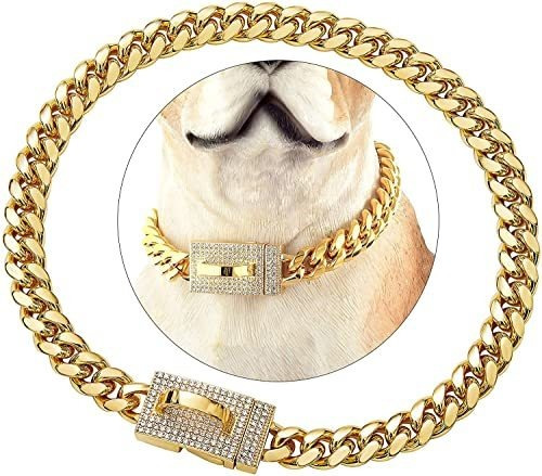 Dopetie Gold Chain Perro Collar De Perro Metal Enlace 4wzfx