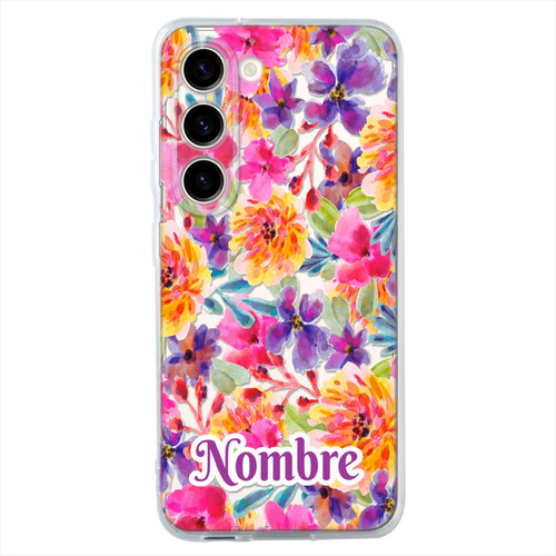 Funda Galaxy Rosas Flores Personalizada Con Tu Nombre