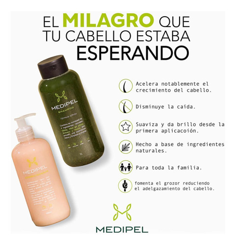 Shampoo Medipel Fórmula Orgánica Natural 100% Artesanal 