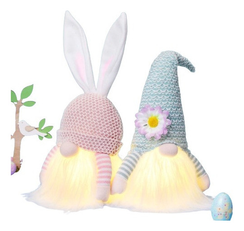 Conejo De Pascua Muñeco De Peluche Adorno Decoración 2pcs