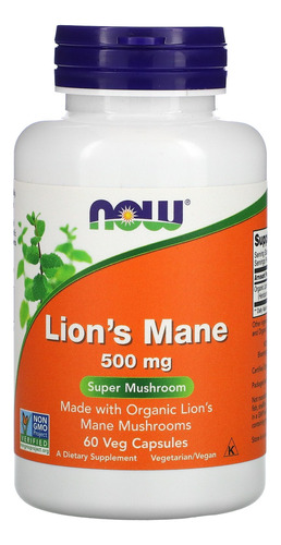 Lion's Mane, 500 Mg 60 Cápsulas Now Foods Vegetales