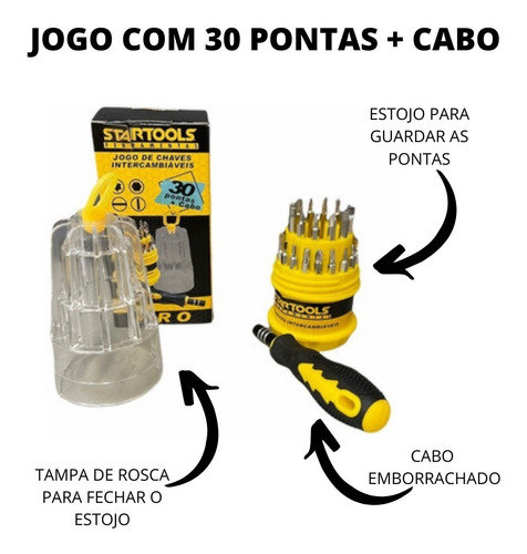 Imagem 2 de 5 de Jogo Chave Precisão Manutenção 30 Pontas Com Cabo E Estojo