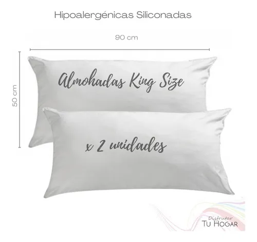 2 Almohadas King Size Fibra Siliconada Hipoalergenica 50x90 21.701