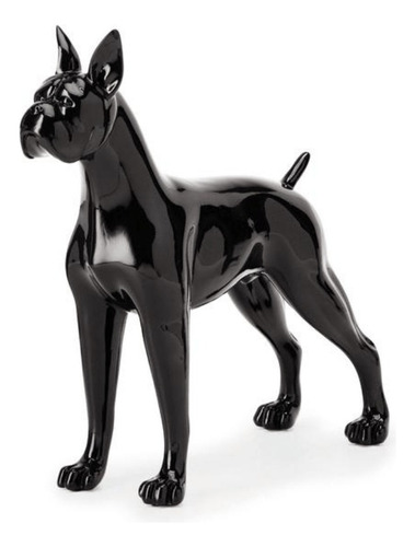 Escultura Cachorro Bulldog Em Poliresina Preto P