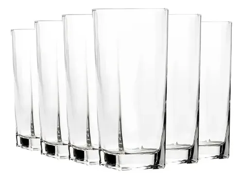 Jogo De Copos De Vidro Fundo Grosso Quadrado Linha Cristal Cor Vidro Transparente