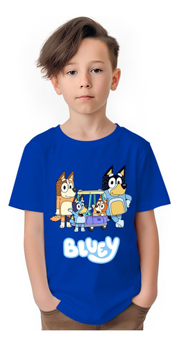 Polera Niños Bluey Familia Heeler Car Algodon Wiwi