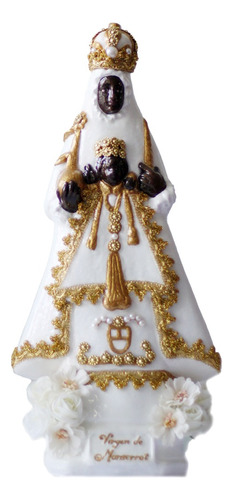 Virgen De Monserrat Glitter Decorativa Figura Religiosa