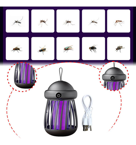 Lámpara Trampa Recargable Portátil Con Iluminación Negro