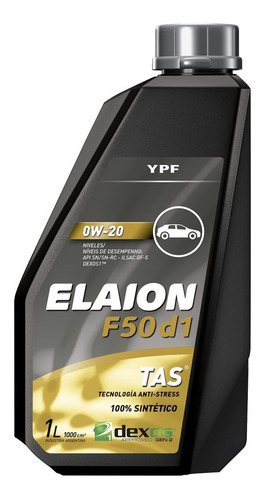 Imagen 1 de 9 de Ypf Aceite Sintetico F50 Dexos I 0w20 Elaion Envase 1 Litro.