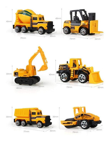 Kit 6 Tratores E Caminhões De Construção Die Cast Metal