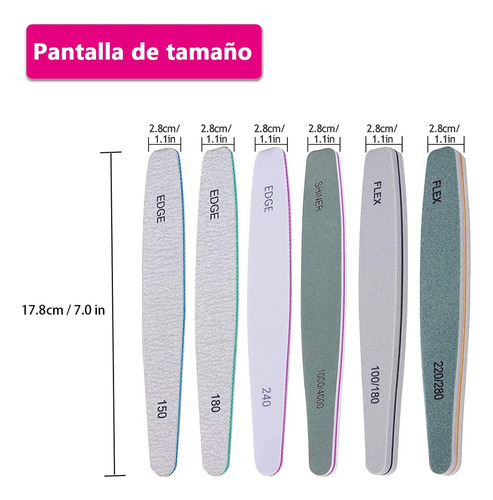 Limas De Bloque De Uñas Lavables, 6 Piezas Doble Cara Lima