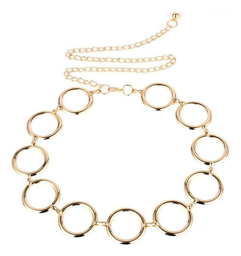 Cinturón De Cadena De Metal Dorado Vintage Con Círculo De Fl