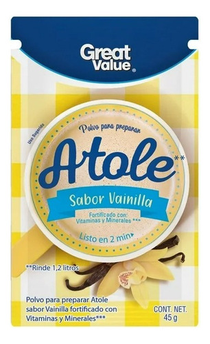 2 Pza Polvo Para Preparar Atole Great Value Sabor Vainilla 4