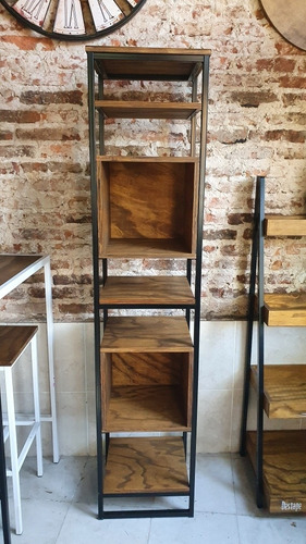 Imagen 4 de 6 de Mueble Industrial Rack Hierro Madera Biblioteca Torre Cubo