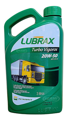 Óleo Motor Diesel 20w50 Lubrax Vigoros Ch4 Galão 3lts