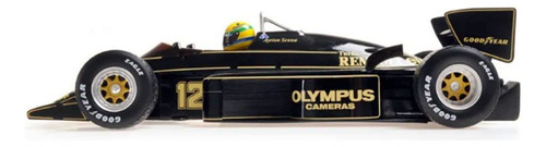 Miniatura Fórmula 1 Lotus 1985 Ayrton Senna 1:18 Minichamps Cor Preto