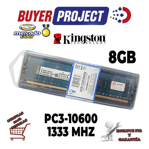 Memoria Ram Kingston Ddr3 8gb Pc3-10600 1333mhz Pc Escritor.