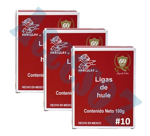 3 Cajas De Liga Chica Numero #10 Hule Natural 300gr En Total