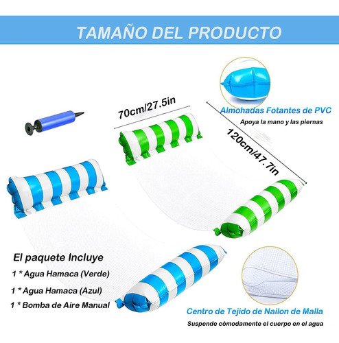 Hamaca De Agua Inflable 4 En 1 Paquete De 2 Para Piscina