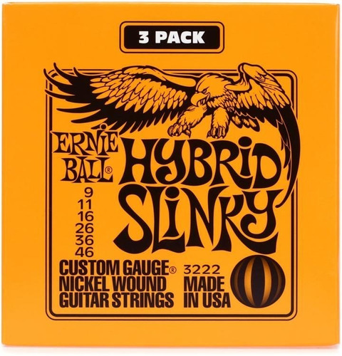 Kit 03 Encordoamento Ernie Ball 3222 Hybrid Slinky 