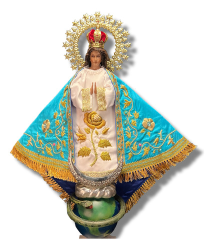 Virgen De Juquila De Vestir En Madera Con Accesorios 75cm