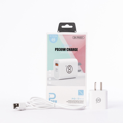 Cargador Ditron Celular Telefono Smartphone Usb + Usb C 30 W