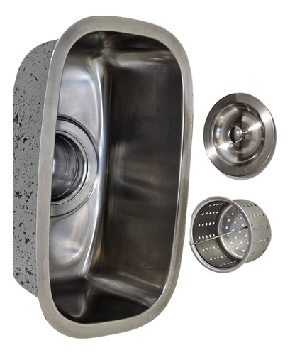 Mini Cuba Inox 304 Escovada Ou Polida 30x16x14 C/ Valvula