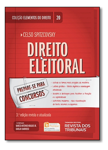 Direito Eleitoral - Vol.20 - Coleção Elementos De Direito, De Celso  Spitzcovsky. Editora Revista Dos Tribunais, Capa Dura Em Português